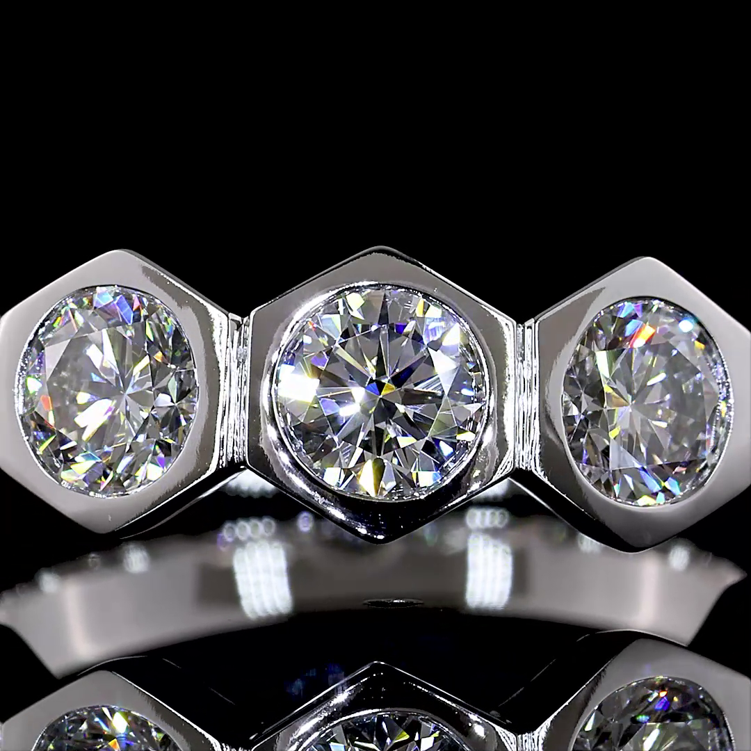 Lab-Grown 1.82 Carat Round E-F-VS2 Diamond 14K White Gold Half Eternity Ring