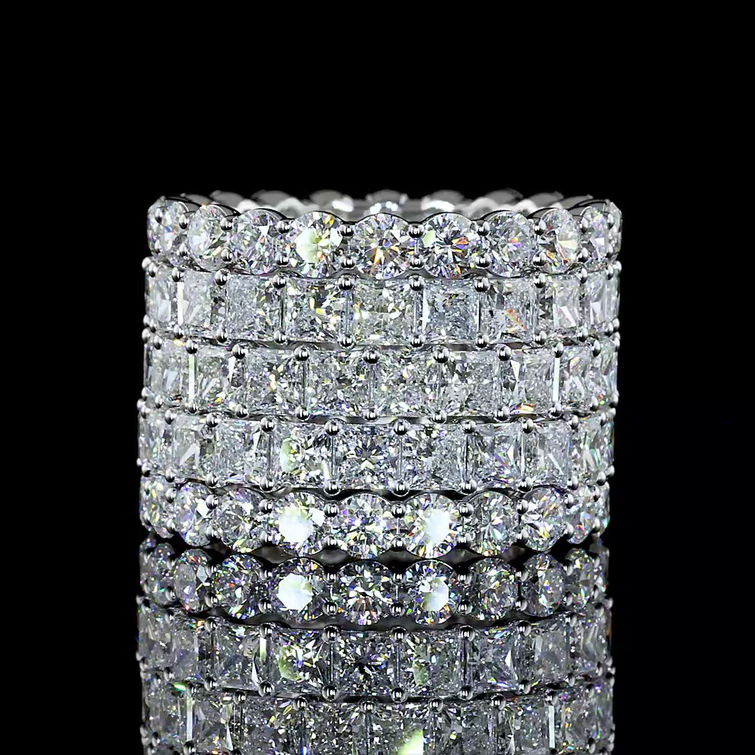 Lab-Grown 2.89 Carat Princess E-F-VS1 Diamond 14K White Gold Eternity Band