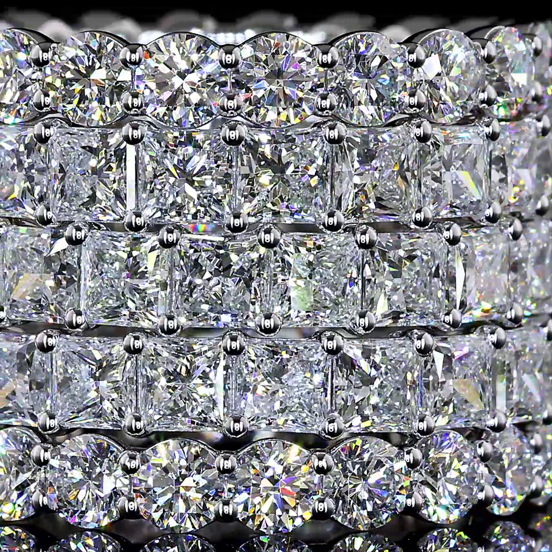 Lab-Grown 2.89 Carat Princess E-F-VS1 Diamond 14K White Gold Eternity Band