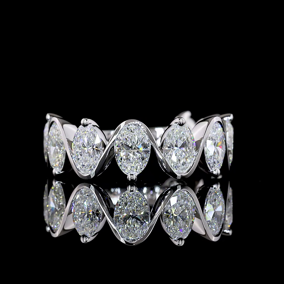 Lab-Grown 3.22 Carat Oval E-F-VS Diamond 14K White Gold 3/4 Band Eternity Band