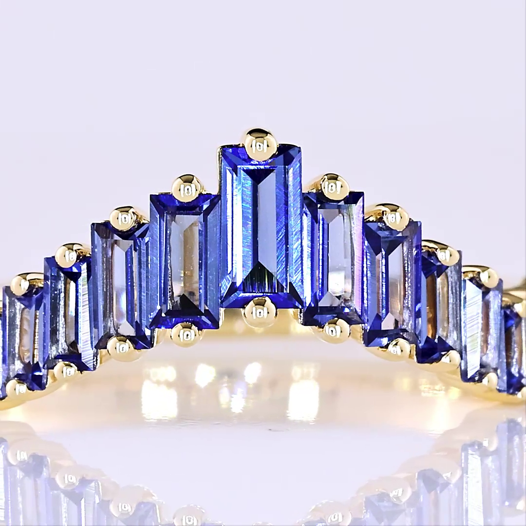 Lab-Grown 0 Carat  Blue-VS2 Diamond 14K Yellow Gold Half Eternity Band