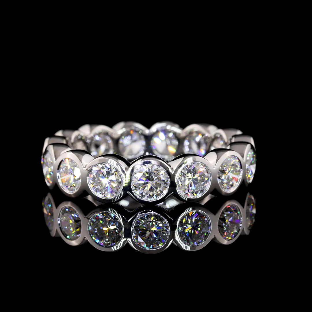 Lab-Grown 3 Carat Round F-VS2 Diamond 14K White Gold Eternity Band Eternity Band