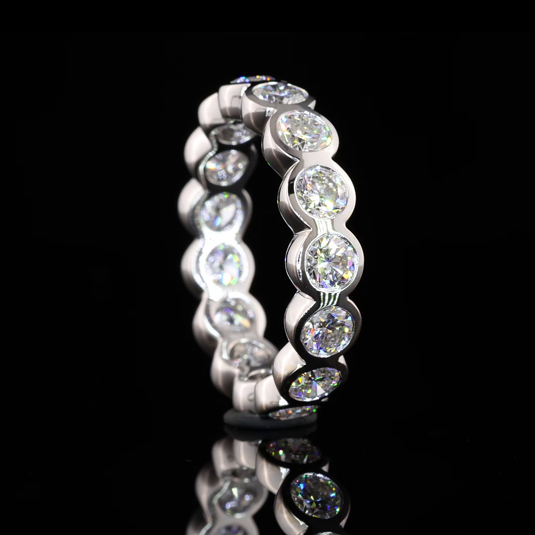 Lab-Grown 3 Carat Round F-VS2 Diamond 14K White Gold Eternity Band Eternity Band