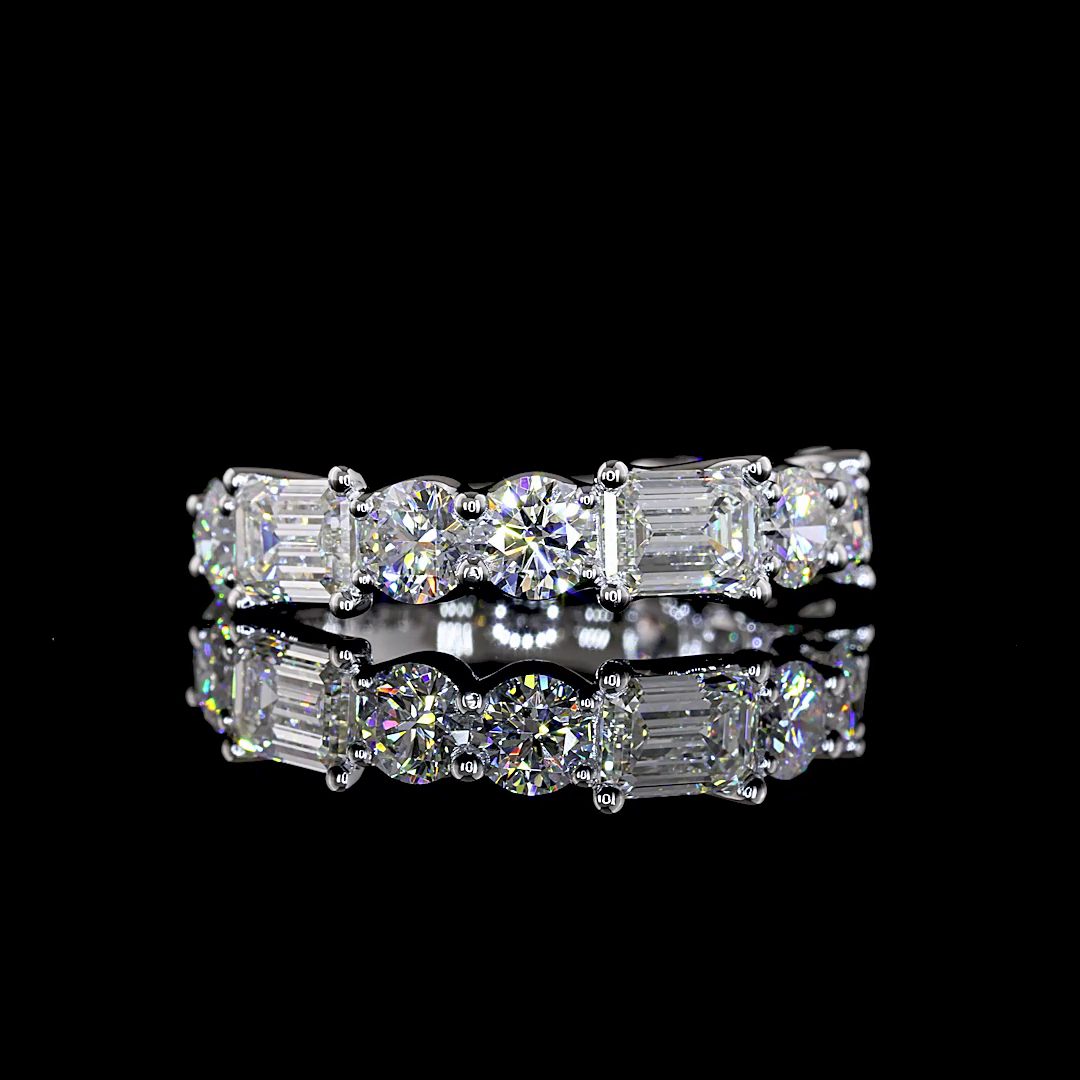 Lab-Grown 3.31 Carat Emerald E-F-VS Diamond 14K WG 3/4 Band Eternity Band