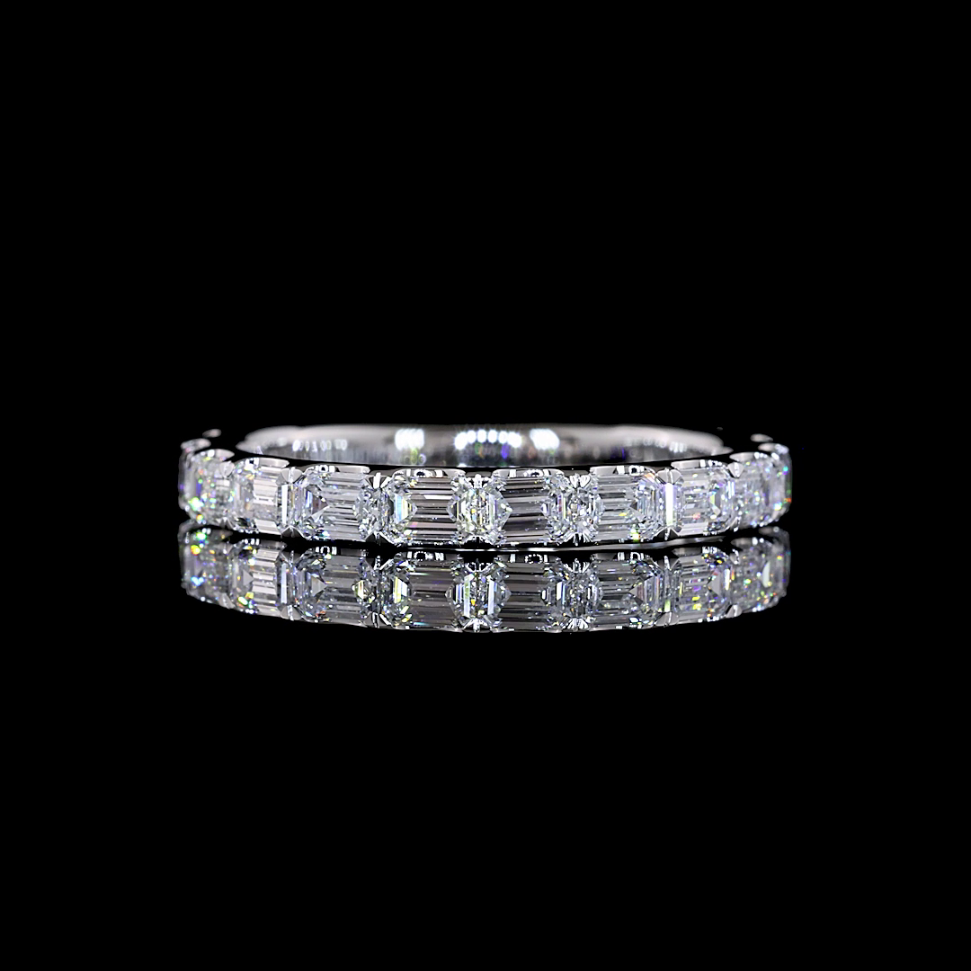 Lab-Grown 1.32 Carat Emerald E-F-VS Diamond 14K WG 3/4 Band Eternity Band