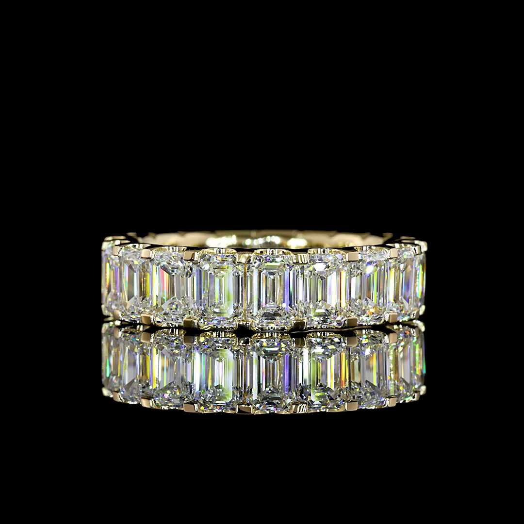 Lab-Grown 5.97 Carat Emerald E-F-VS Diamond 14K Yellow Gold Eternity Band Eterni
