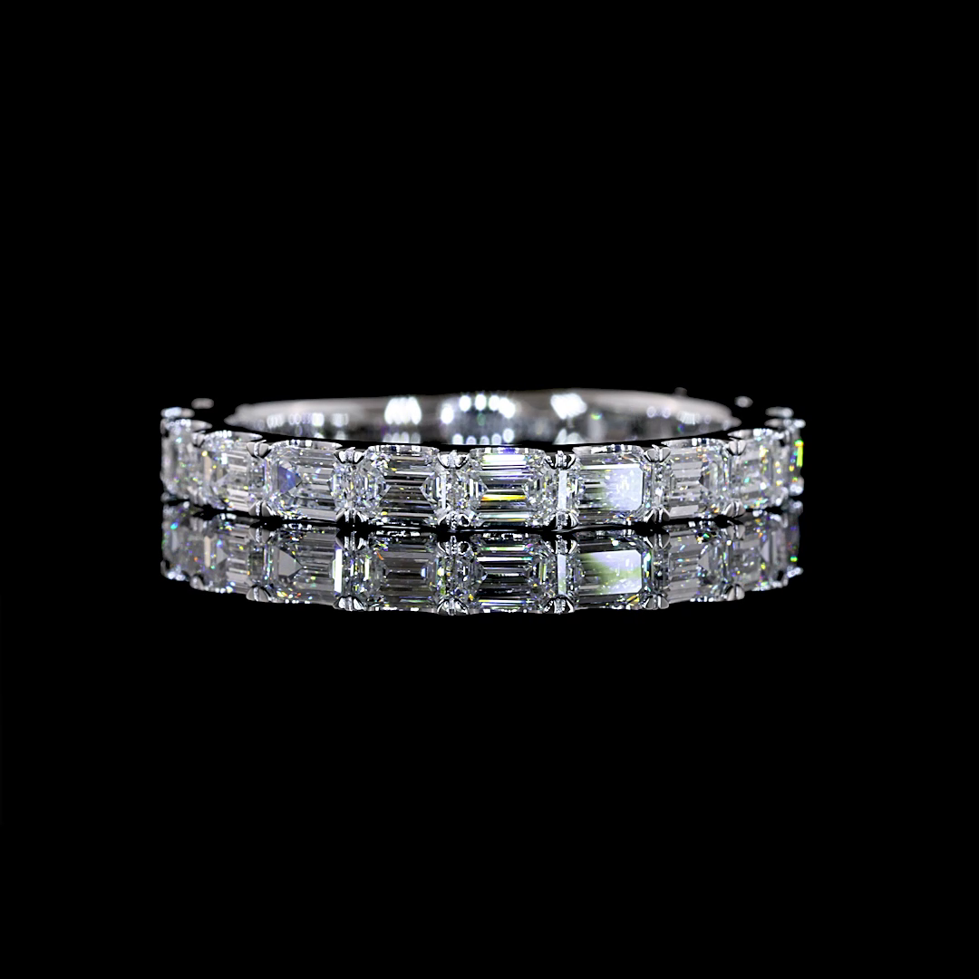 Lab-Grown 1.39 Carat Emerald E-F-VS Diamond 18K WG 3/4 Band Eternity Band