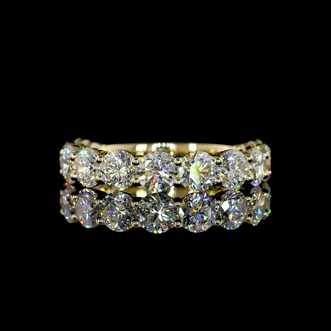 Lab-Grown 3.23 Carat Round E-F-VS+ Diamond 14K YG 3/4 Band Eternity Band