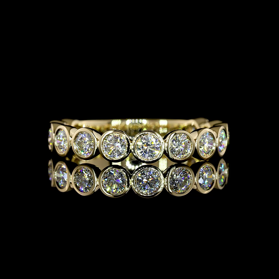 Lab-Grown 1.06 Carat Round E-F-VS+ Diamond 14K YG 3/4 Band Eternity Band