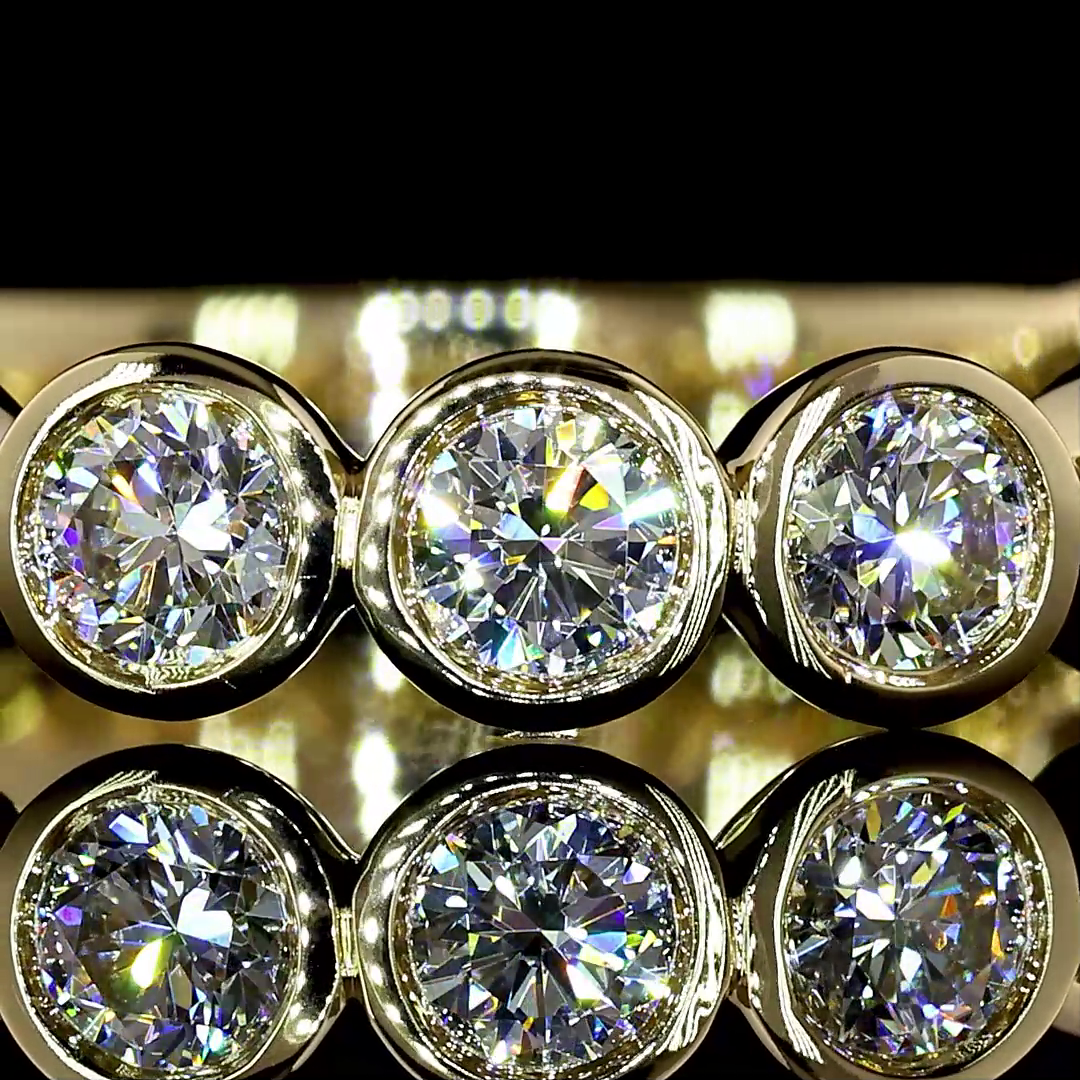 Lab-Grown 1.06 Carat Round E-F-VS+ Diamond 14K YG 3/4 Band Eternity Band