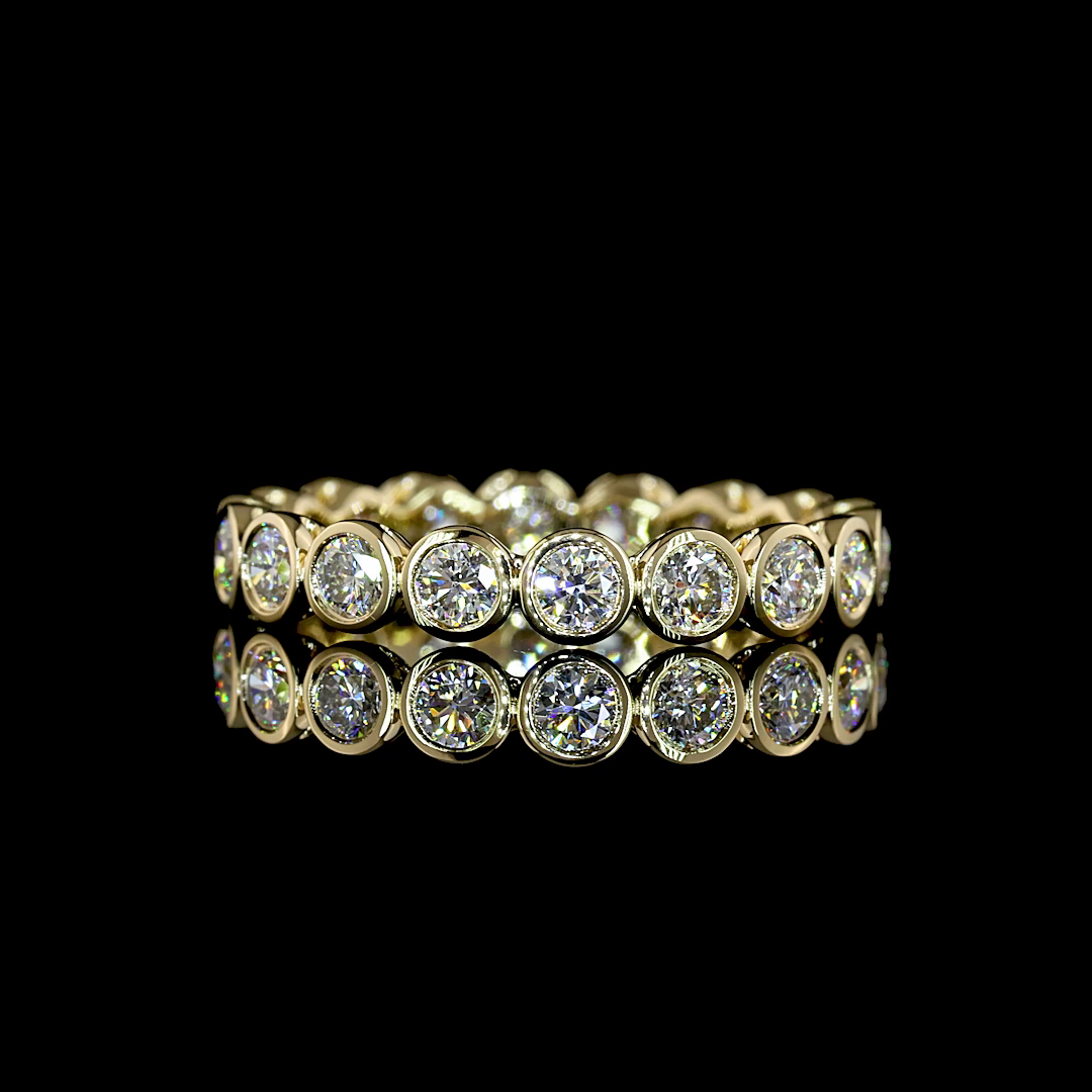 Lab-Grown 1.14 Carat Round E-F-VS+ Diamond 14K Yellow Gold Eternity Band