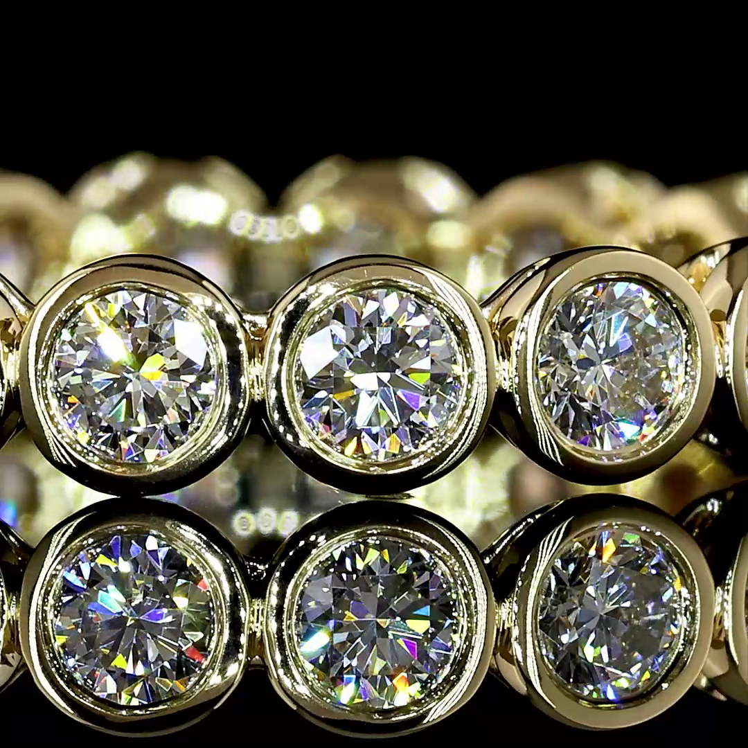 Lab-Grown 1.14 Carat Round E-F-VS+ Diamond 14K Yellow Gold Eternity Band