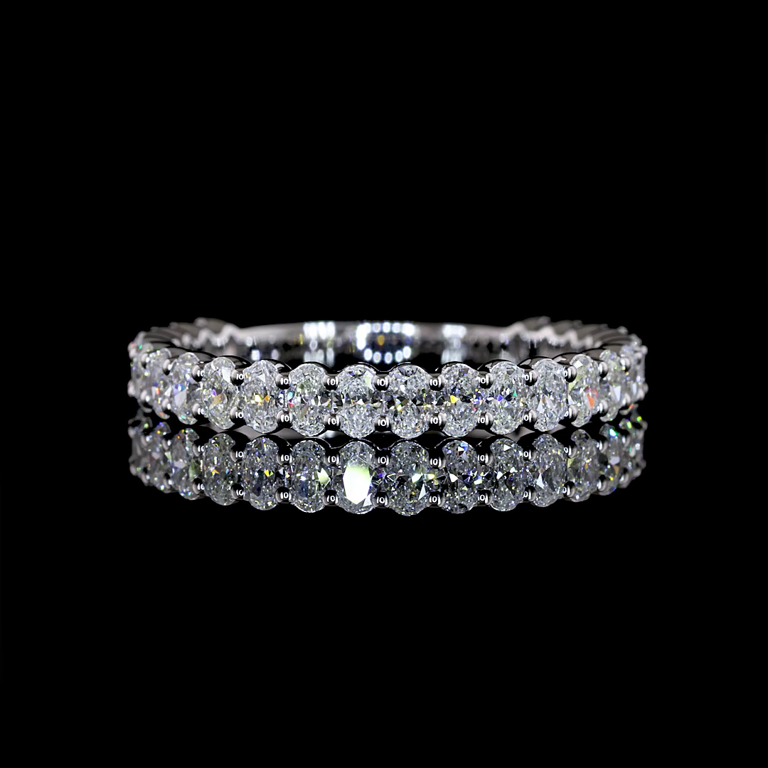 Lab-Grown 1.01 Carat Oval F-VS1 Diamond 14K White Gold 3/4 Band Eternity Band