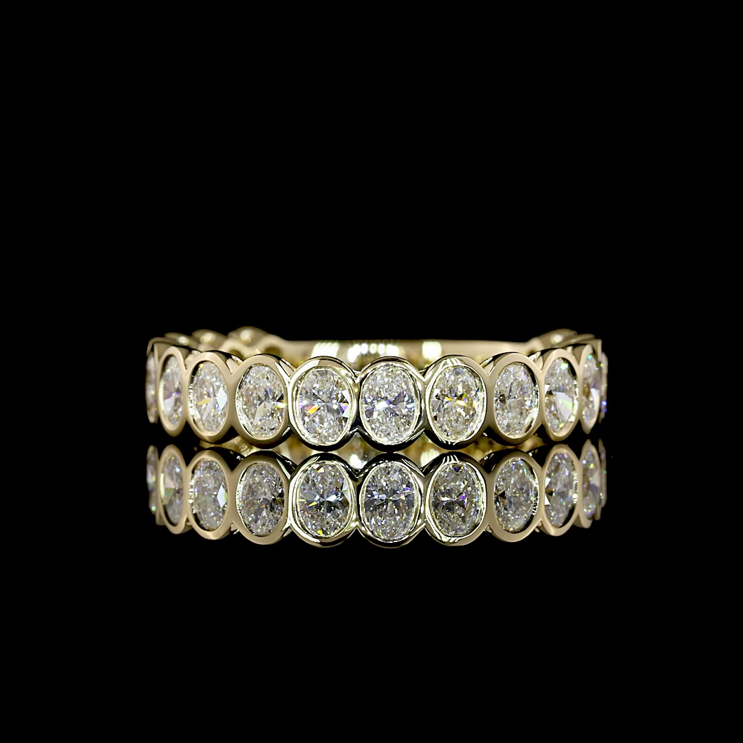 Lab-Grown 1.19 Carat Oval E-F-VS+ Diamond 14K Yellow Gold 3/4 Band Eternity Band
