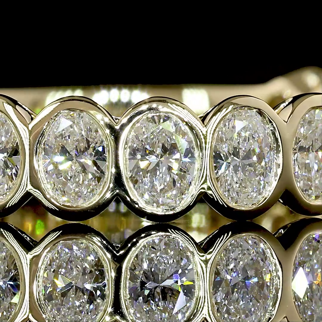 Lab-Grown 1.19 Carat Oval E-F-VS+ Diamond 14K Yellow Gold 3/4 Band Eternity Band