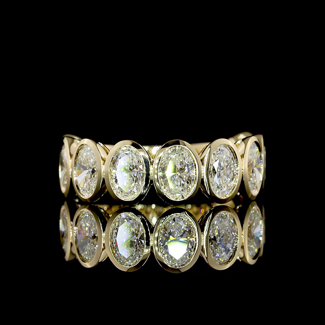 Lab-Grown 3.08 Carat Oval E-F-VS+ Diamond 14K Yellow Gold 3/4 Band Eternity Band