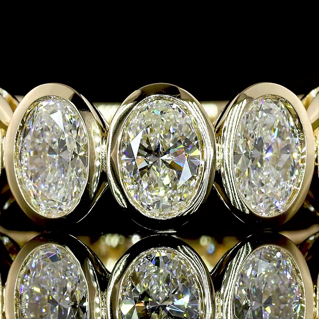 Lab-Grown 3.08 Carat Oval E-F-VS+ Diamond 14K Yellow Gold 3/4 Band Eternity Band