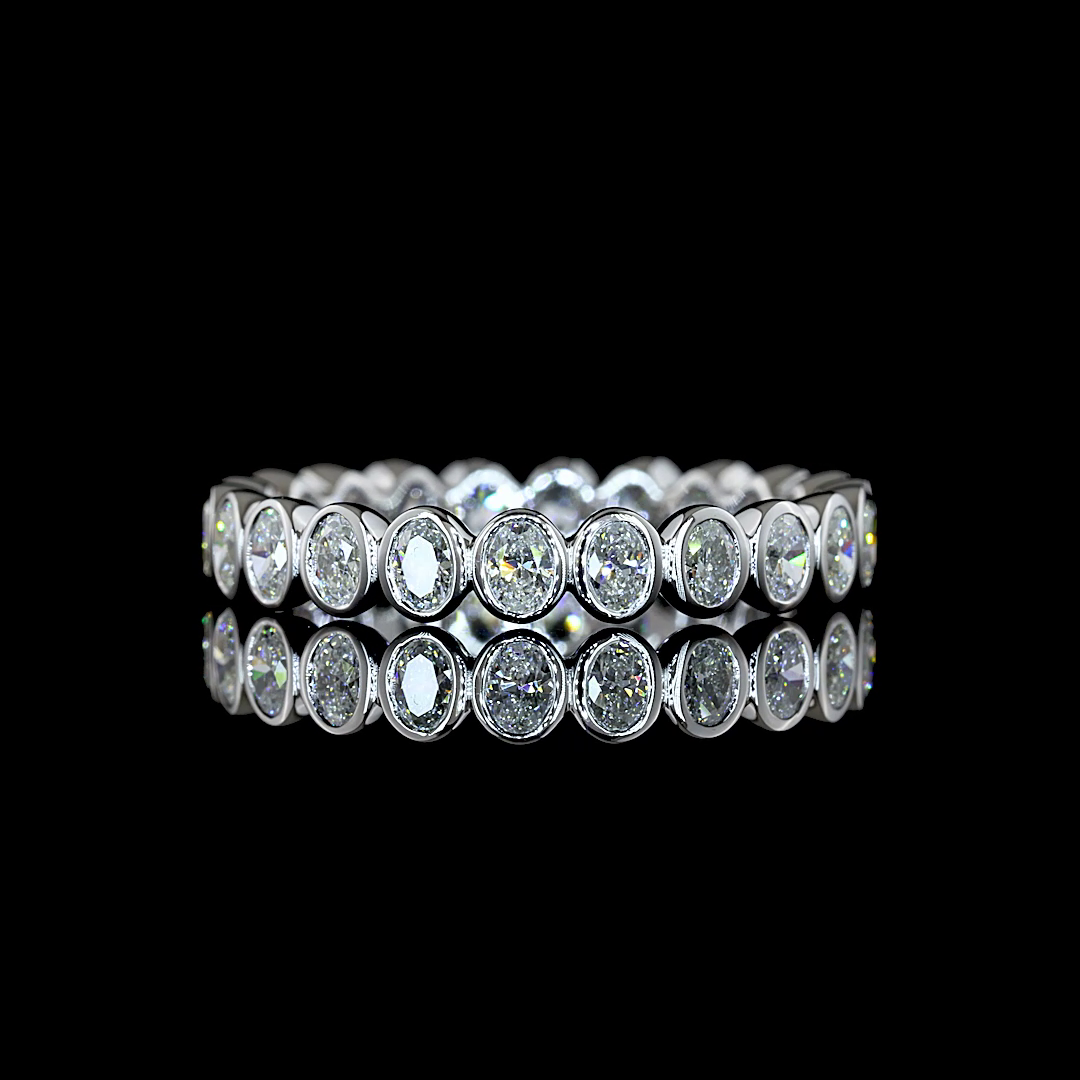 Lab-Grown 1.1 Carat Oval E-VS1 Diamond 14K White Gold Eternity Band