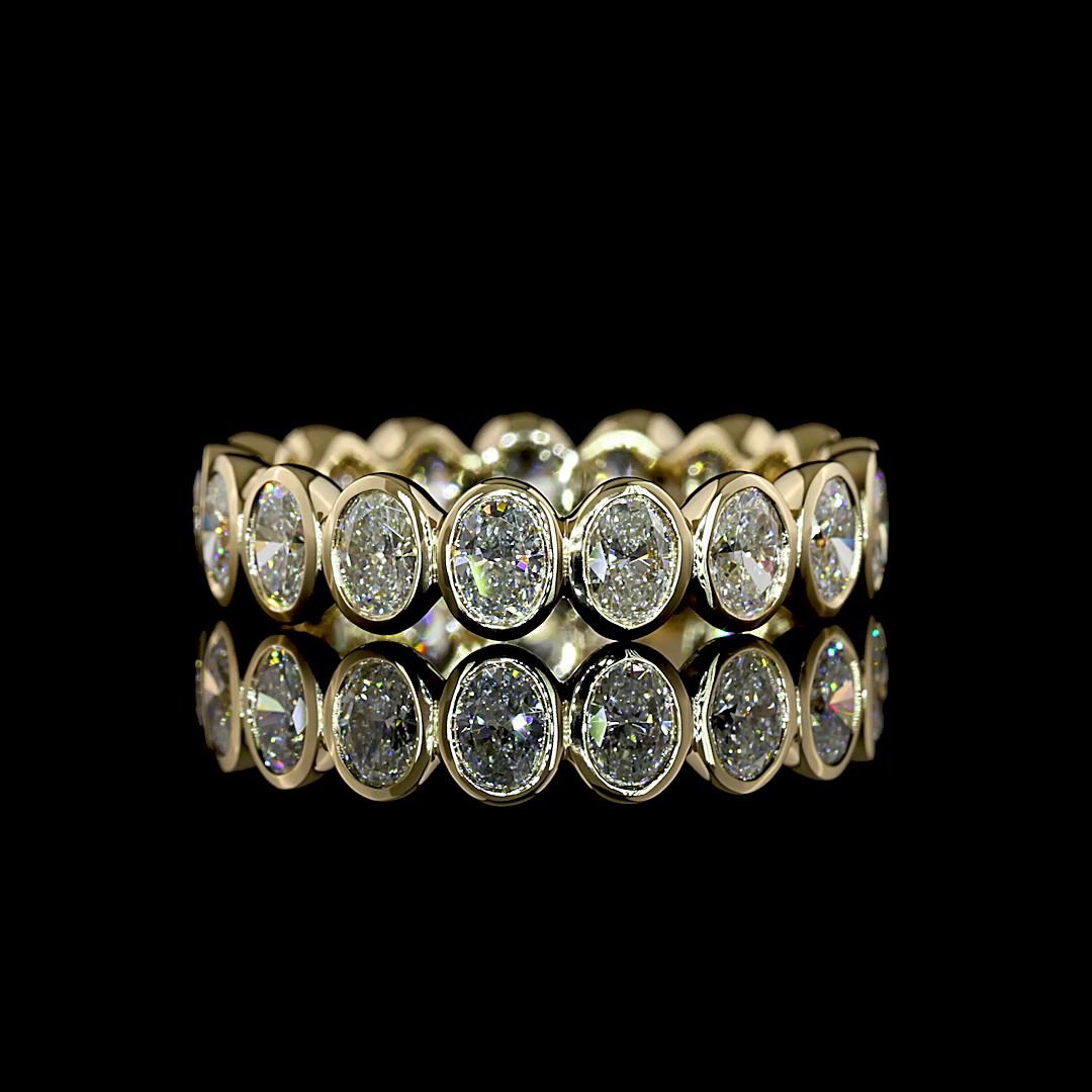 Lab-Grown 1.91 Carat Oval F-VS2 Diamond 14K Yellow Gold Eternity Band