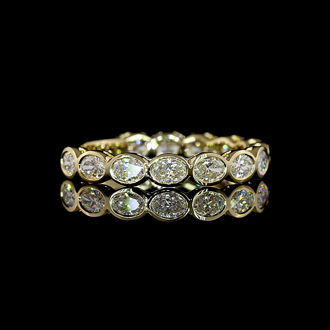 Lab-Grown 0.92 Carat Oval E-F-VS+ Diamond 14K Yellow Gold 3/4 Band Eternity Band