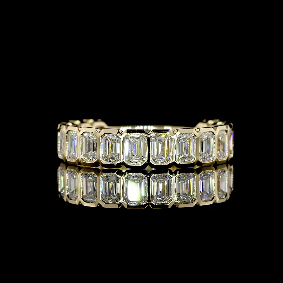 Lab-Grown 2.19 Carat Emerald E-F-VS+ Diamond 14K YG 3/4 Band Eternity Band