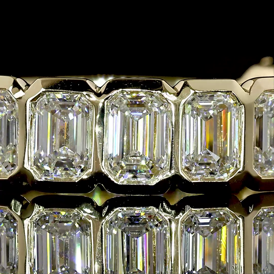 Lab-Grown 2.19 Carat Emerald E-F-VS+ Diamond 14K YG 3/4 Band Eternity Band