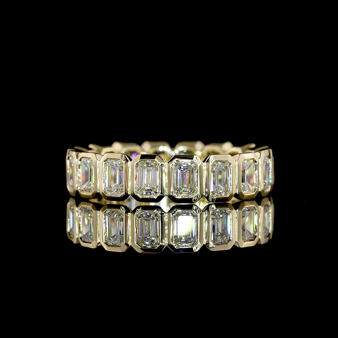 Lab-Grown 2.2 Carat Emerald E-VS1 Diamond 14K Yellow Gold Eternity Band