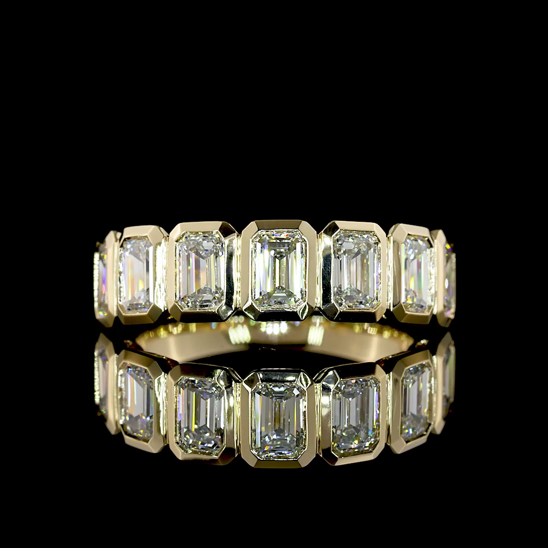 Lab-Grown 2.11 Carat Emerald E-F-VS+ Diamond 14K YG Seven Stones Eternity Band