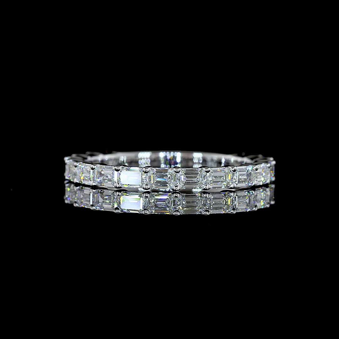 Lab-Grown 1.08 Carat Emerald E-F-VS+ Diamond 14K WG 3/4 Band Eternity Band