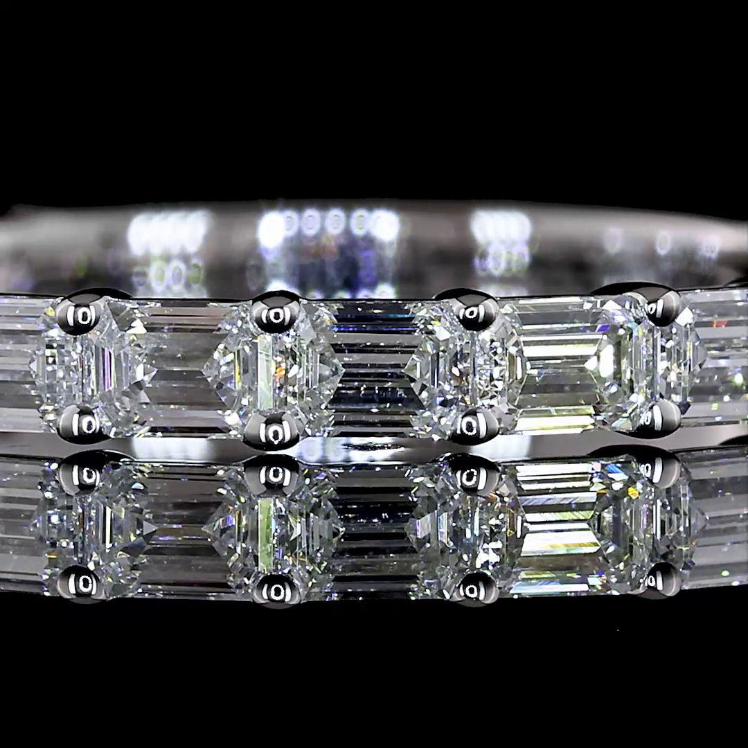 Lab-Grown 1.08 Carat Emerald E-F-VS+ Diamond 14K WG 3/4 Band Eternity Band