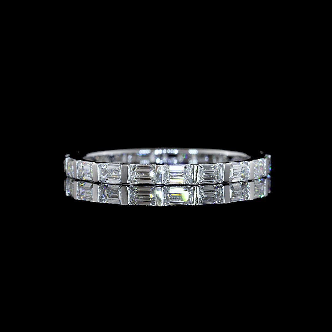 Lab-Grown 1.18 Carat Emerald E-F-VS+ Diamond 14K White Gold Eternity Band