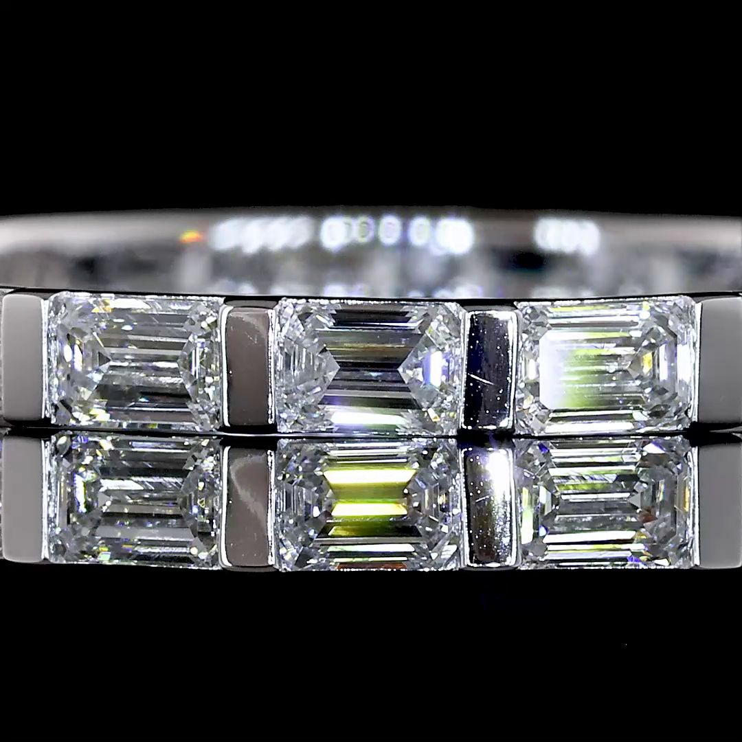 Lab-Grown 1.18 Carat Emerald E-F-VS+ Diamond 14K White Gold Eternity Band
