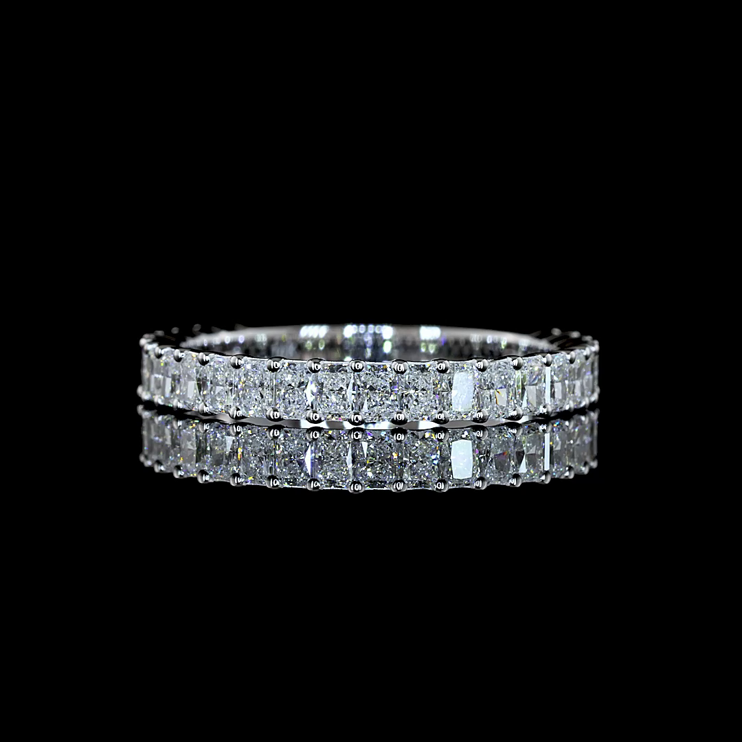Lab-Grown 1 Carat Radiant E-F-VS+ Diamond 14K White Gold 3/4 Band Eternity Band