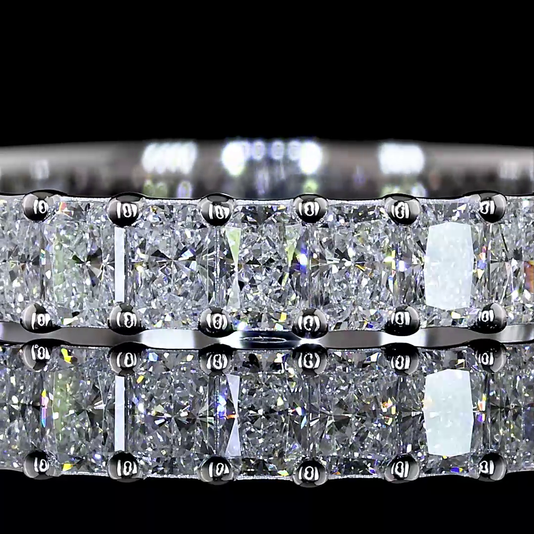 Lab-Grown 1 Carat Radiant E-F-VS+ Diamond 14K White Gold 3/4 Band Eternity Band