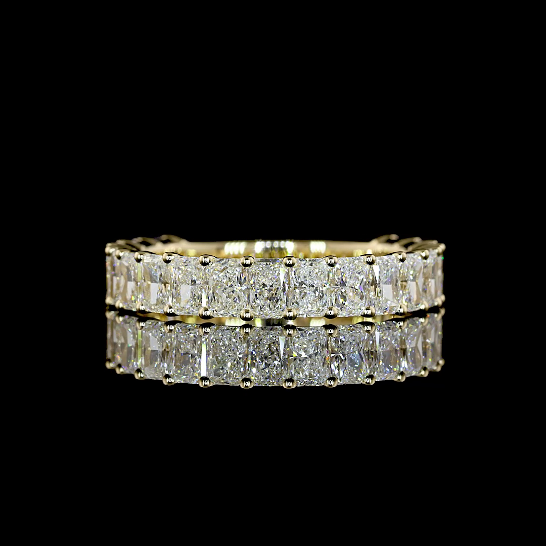 Lab-Grown 2.08 Carat Radiant E-F-VS+ Diamond 14K YG 3/4 Band Eternity Band