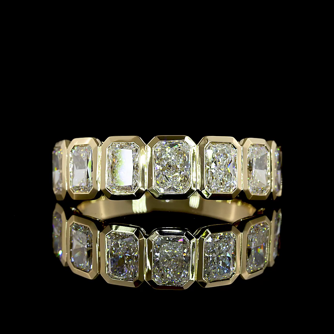 Lab-Grown 1.98 Carat Radiant E-F-VS+ Diamond 14K Yellow Gold Half Eternity Band