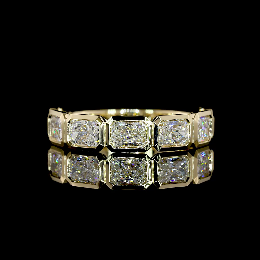 Lab-Grown 2.05 Carat Radiant E-F-VS+ Diamond 14K YG Seven Stones Eternity Band