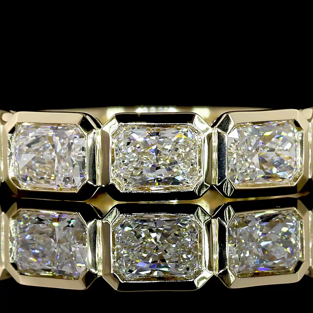 Lab-Grown 2.05 Carat Radiant E-F-VS+ Diamond 14K YG Seven Stones Eternity Band