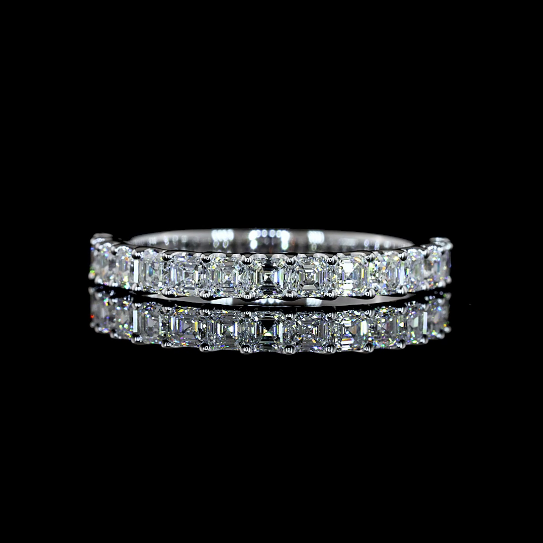 Lab-Grown 0.94 Carat Asscher E-F-VS+ Diamond 14K White Gold Half Eternity Band