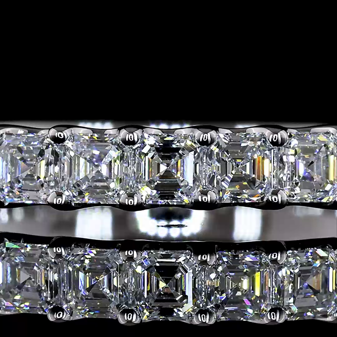 Lab-Grown 0.94 Carat Asscher E-F-VS+ Diamond 14K White Gold Half Eternity Band