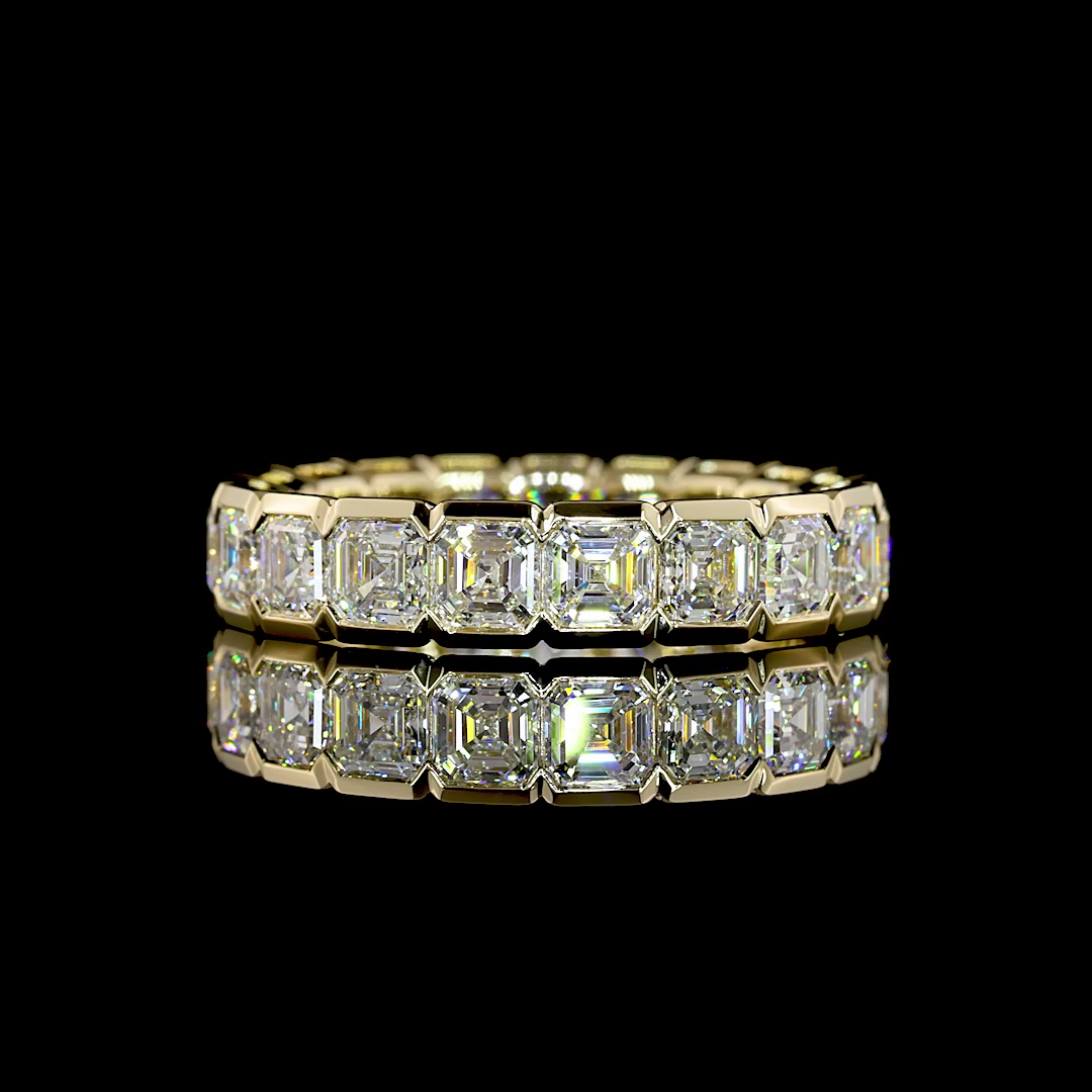 Lab-Grown 4.25 Carat Asscher E-VS1 Diamond 14K Yellow Gold Eternity Band