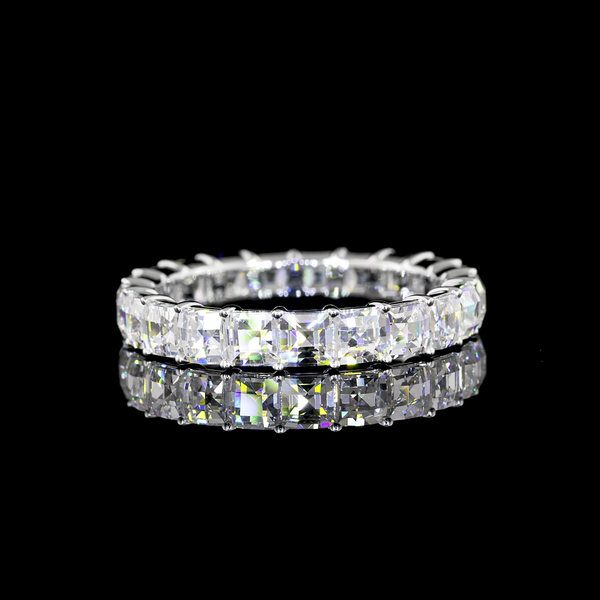 Lab-Grown 3.36 Carat Antique Asscher E-VVS2 Diamond 14K White Gold Eternity Band Eternity Band