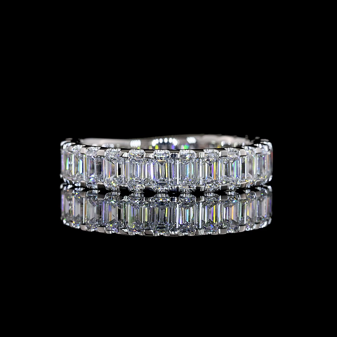 Lab-Grown 2.12 Carat Emerald E-F-VS Diamond Platinum 3/4 Band Eternity Band