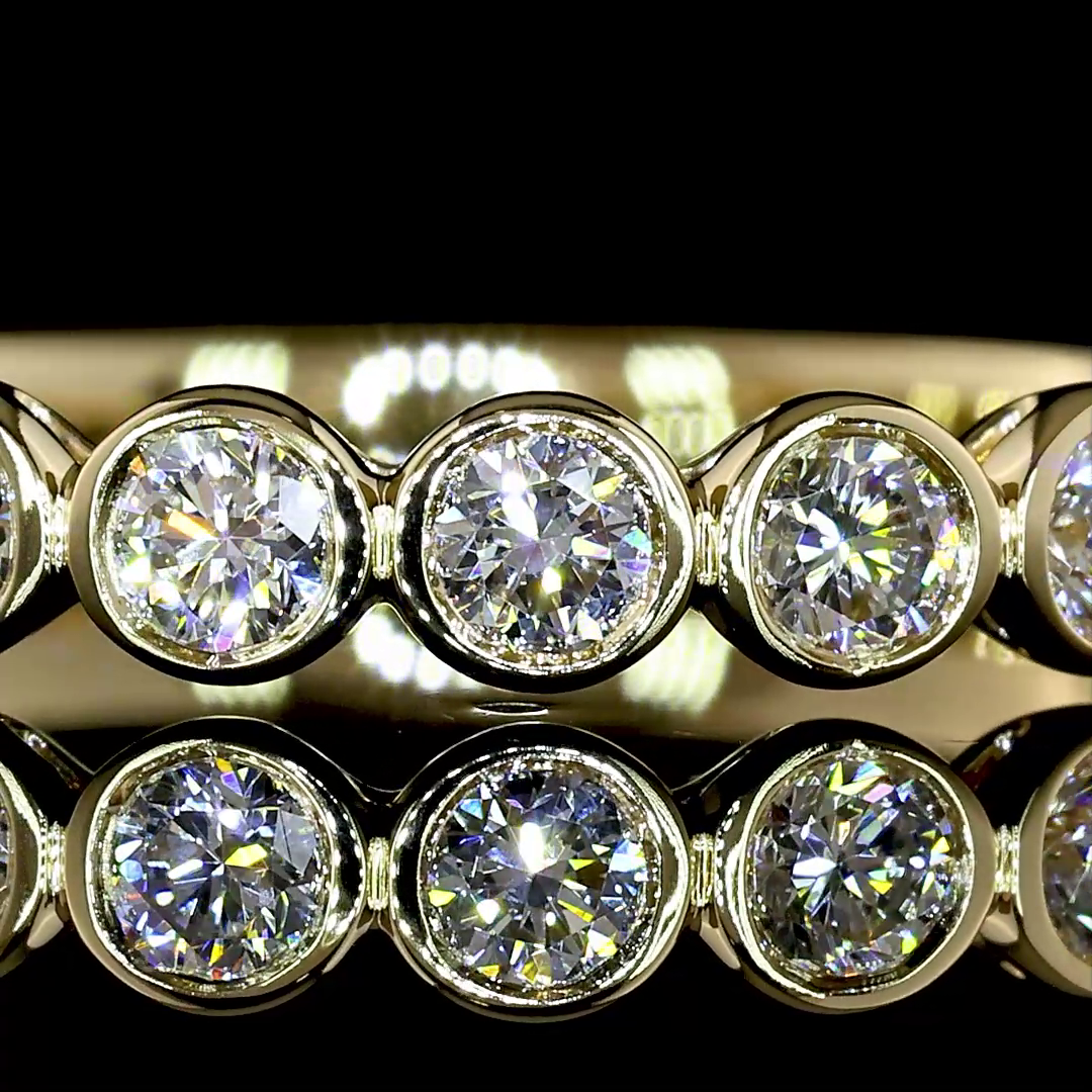 Lab-Grown 0.6 Carat Round E-VS Diamond 14K Yellow Gold Half Eternity Band