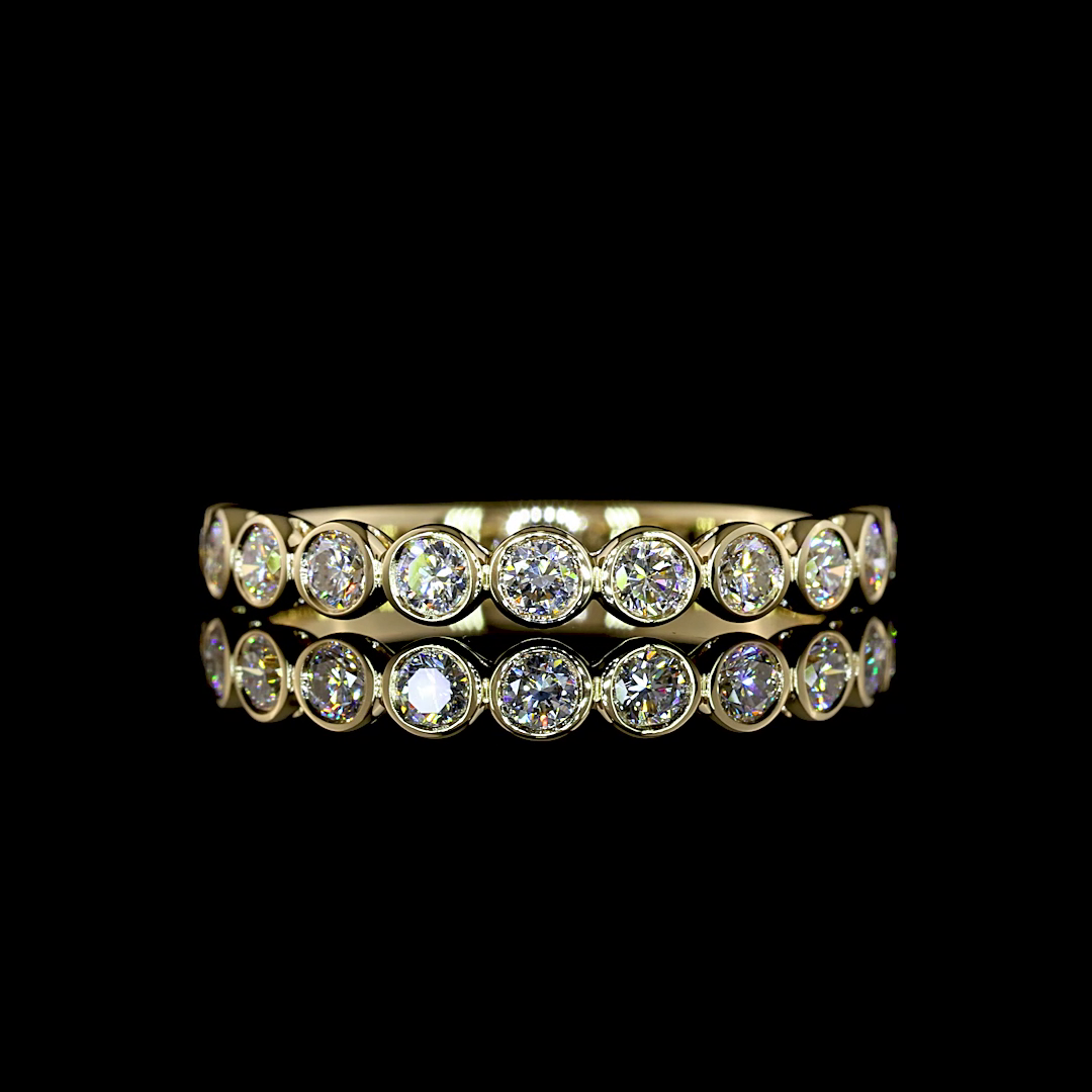 Lab-Grown 0.63 Carat Round E-VS Diamond 14K Yellow Gold Half Eternity Band