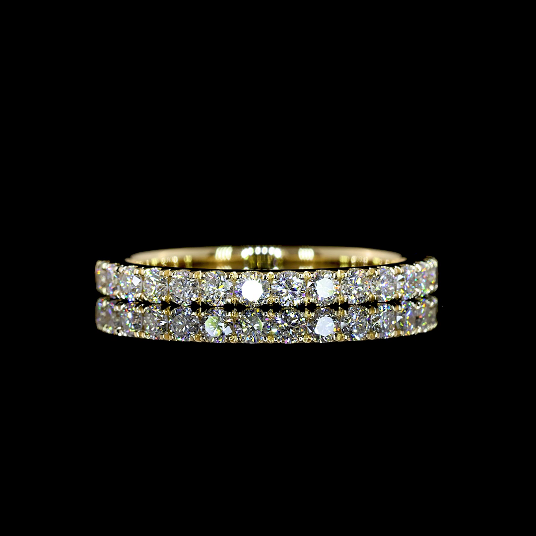 Lab-Grown 0.54 Carat Round E-F-VS2 Diamond 14K Yellow Gold Half Eternity Band