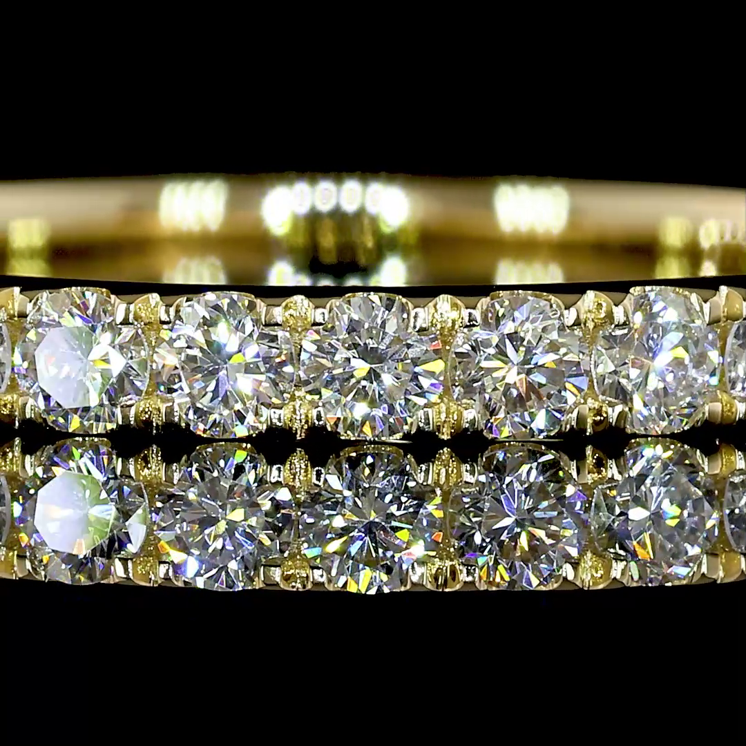 Lab-Grown 0.54 Carat Round E-F-VS2 Diamond 14K Yellow Gold Half Eternity Band
