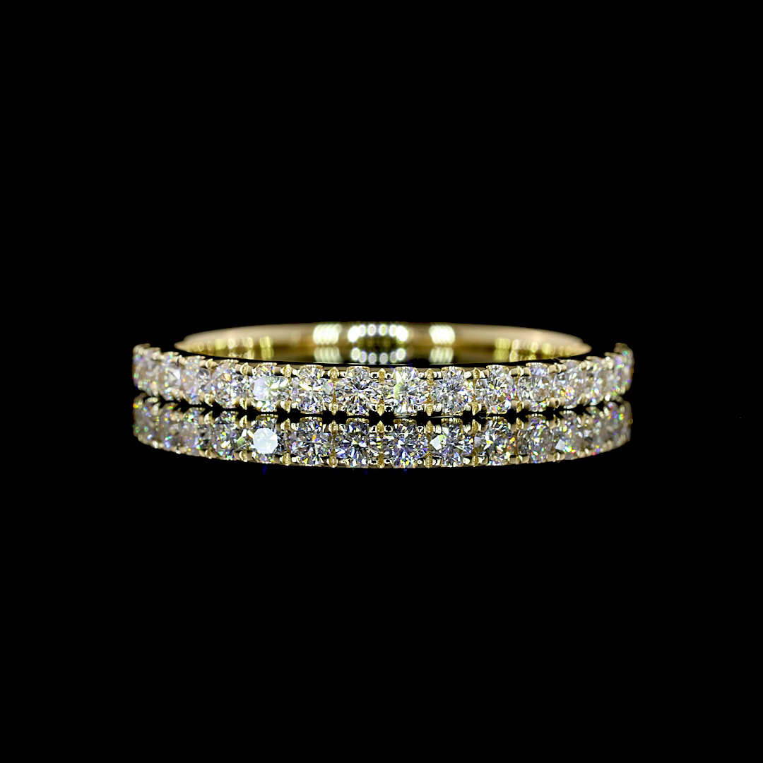 Lab-Grown 0.37 Carat Round E-VS Diamond 14K Yellow Gold Half Eternity Band