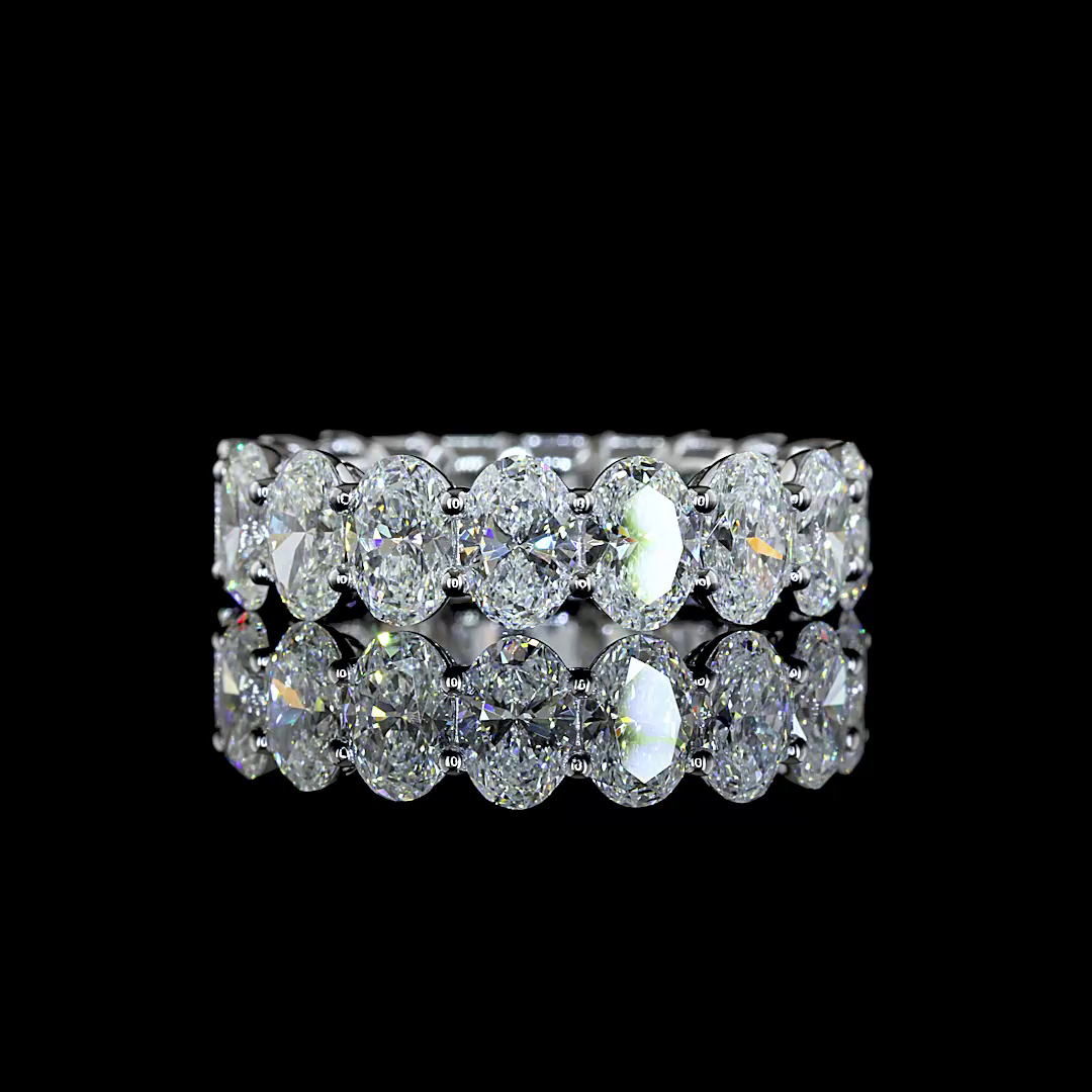 Lab-Grown 5.8 Carat Oval E-F-VS1 Diamond 14K White Gold Eternity Band