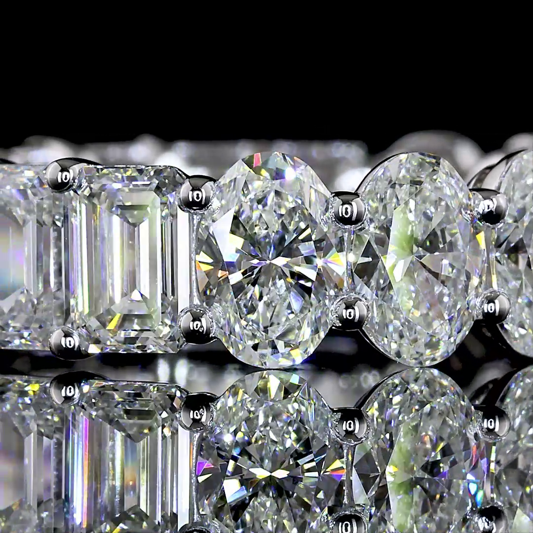Lab-Grown 5.8 Carat Oval E-F-VS1 Diamond 14K White Gold Eternity Band